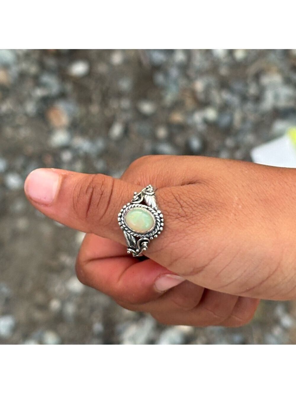 NEW Artisan-Crafted 925 Bali Silver • Genuine Ethiopian Opal • Size 8 •Intricate